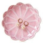 Lotus Ring Holder Dish Small Indoor Ash Tray, Ceramic Dessert Plate Trinket Jewelry Holder Organizing Necklace Earrings for Parents Friends Sister, Pink. All Jewelries Are NOT Included. - color: Pink-Round