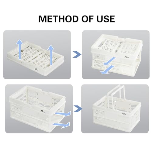 20 L Collapsible Shopping Basket, plastic basket, Basket with Handle, M (White) - color: White