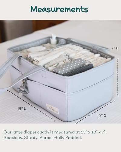 Lily Miles Diaper Caddy Organizer with 8 Pockets, Wipeable Baby Caddy Basket for Diapers and Wipes, Baby Registry Favorites, Nursery Tote Bag for Changing Table or Car (Heather Grey, Large) - color: Heather Grey, size: Large