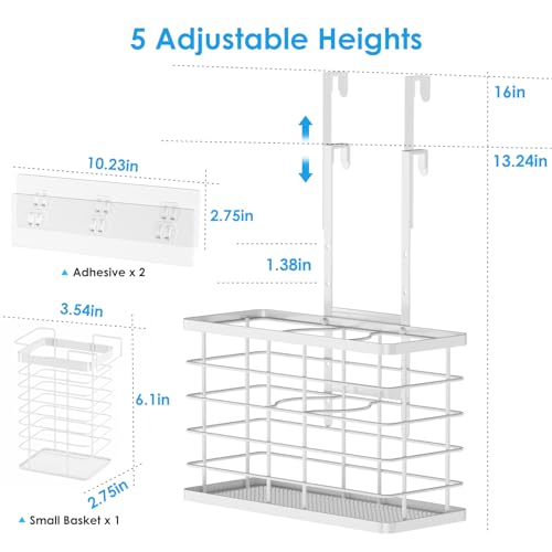 Agotglmi Hair Tool Organizer, Dryer Holder, 3 in 1 Blow Bathroom Organizer Wall Mounted/Cabinet Door for Flat Iron, Curling Straightener, Care & Styling Tools Storage Basket (White) - color: White