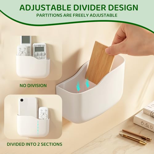 Wall Mount Remote Control Holder, Adhesive Phone Charging Holder, Universal TV Remote Organizer, Controller Storage Organizer Box with Adjustable Divider for Phone,Room, Bedside, Office (L*2) - color: L*2
