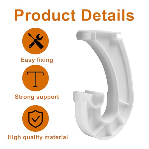 4Pcs Hanging Closet Rod Support, 3/4 Closet Shelf Rod Holder, White J-Shaped Closet Brackets for Hanging Clothes,Cabinets Storage and Curtain