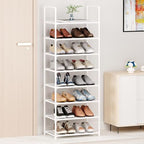 8-Tier Tall Shoe Rack for Closet, Entryway, Adjustable Sturdy Durable Shoe Shelf,Narrow Shoe Stand Organizer (18" W×10" D×58" H,White) - size: 8-Tier-White(18" W×10" D×58" H)