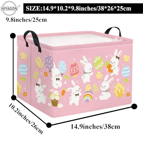 HIYAGON Rectangular Easter Basket Nursery Basket for Boys Bunny Room Decor Cute Toy Storage Organizer Bins Bedroom(Cute Easter Bunny) - color: Cute Easter Bunny