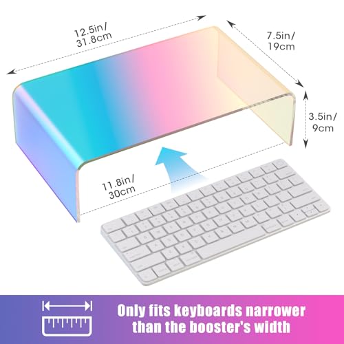 NiHome Iridescent Acrylic Computer Monitor Stand, Acrylic Laptop/PC/Desktop Stand Riser for Desk, Durable, Ergonomic Design, Space Saving for Home and Office
