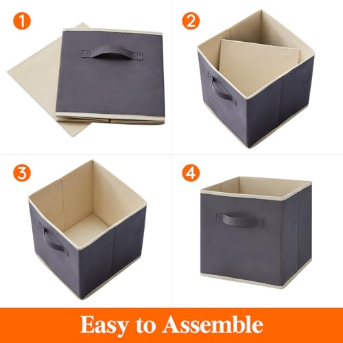 Lifewit Storage Cubes, Foldable Decorative Fabric Storage Baskets for Organizing Home Organizers with Handles for Shelves, Closet, 11 Inch Bins, 18L Gray&Black, 12 Packs - color: Gray&Black, size: 12pcs-11INCH