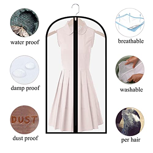 Clear Garment Bags for Hanging Clothes,48" Suit Bags for Closet Storage,12 Pack Garment Bags for Storage,Breathable Lightweight Dust Proof Cover with Study Full Zipper for Coats,Jackets - size: 12pcs 24'' x 48''