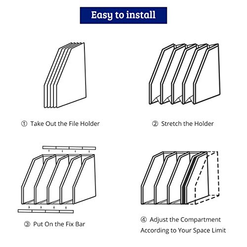 Lemical Magazine Holder 4 Vertical Compartments Collapsible Magazine File Holder Space Saving Rack Home Kitchen Desk Organizer No Need Assemble Gray - color: light gray - 4 parts