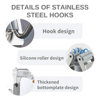 Mop and Broom Holder Wall Mount,Broom Holder Wall Mount,4 Pack Stainless Steel Broom Holders,with Strong Grip, Nail-Free Glue Installation,for Bathroom, Laundry,Office