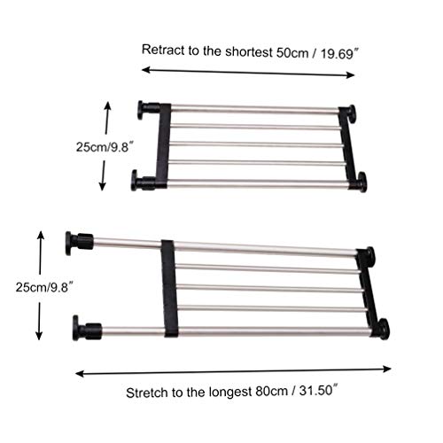 BAOYOUNI Expandable Shelf Closet Tension Rod Adjustable Shelving Unit Storage Rack Organizer Hanger Space Saving Divider for Wardrobe, Cupboard, Kitchen, Bathroom Use, Black - color: Black, 1pc (2-bar Telescopic), size: Recommended Use Length: (19.69-31.5
