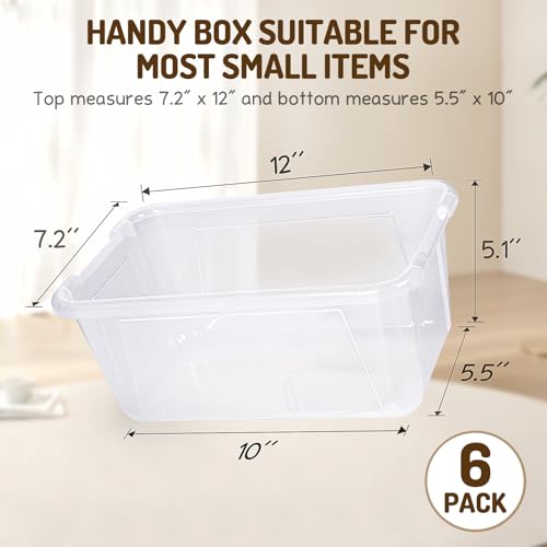 GAMENOTE 6 Quart Storage Bins with Lids, Plastic Latching Box for Classroom & Kids Toy Storage,Stackable Shoe Box Size Containers for STEM Morning Tubs, Crafts & Building Blocks (6, Clear) - color: Clear