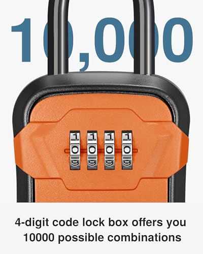 Puroma Lock Box, Key Lock Box Wall Mount & Portable Combination Lockbox with Resettable Code, Security Lockbox for Outside House Keys, Apartment Realtors Spare Keys Storage (1 Pack, Orange) - color: Orange