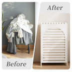 Laundry Hamper with Lid,Bamboo Large Waterproof Clothes Laundry Basket,Removable Washing Bags with Handles,clothes basket (White) - color: White