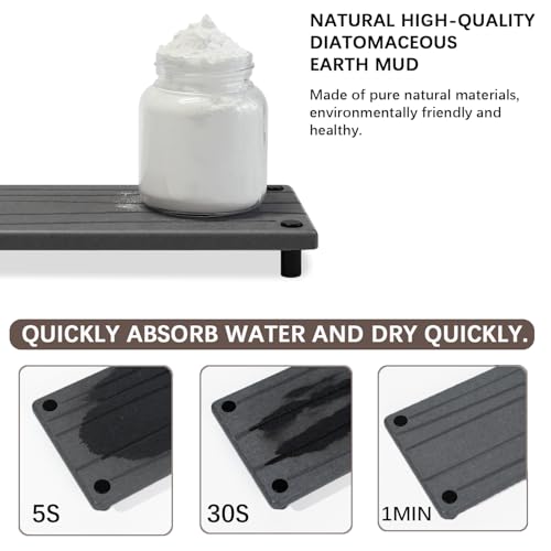 Quick Dry Sink Caddy Kitchen Sink Organizer, Water Absorbing Stone Tray for Sink, Stone Drying Tray, Diatomite Faucet Mat & Protector, Dispenser Sponge Holder, Stone Soap Tray for Bathroom Counter - color: Gray Metal Foot Wave Large
