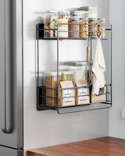 Nieifi Magnetic Shelves for Washing Machine, Heavy Duty, 2 Tier Magnetic Laundry Organizer, Dryer Sheet Holder for Laundry Room Storage, Black - color: Black