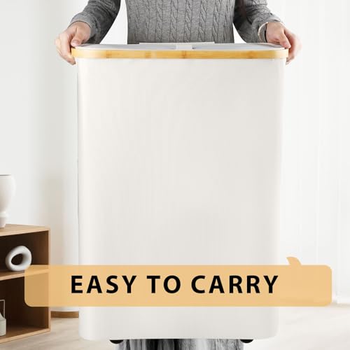 Odonata Large Toilet Paper Storage Basket with Lid, Slim Toilet Paper Organizer, Hold up to 20 Regular Rolls or 15 Mega Rolls. (Beige, 49L) - color: Beige