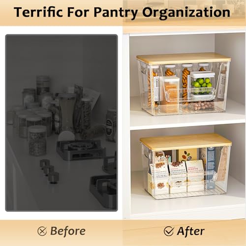 Delamu 3 Pack Pantry Organizers and Storage,Trash Bag Dispenser with Bamboo Top,Stackable Trash Bag Dispenser Under Sink Organizer for 4-30 GalBags,Onion,Potato,Fruits,Clear - color: Clear, size: 3Pack