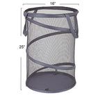 Household Essentials 2027-1 Pop-Up Collapsible Mesh Laundry Hamper | Charcoal - color: Charcoal