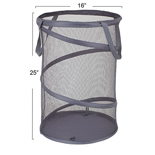 Household Essentials 2027-1 Pop-Up Collapsible Mesh Laundry Hamper | Charcoal - color: Charcoal