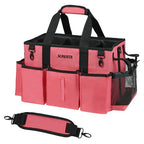 SCAVATA Wearable Cleaning Caddy Bag, Cleaning Caddy Supplies Organizer with Handle & Shoulder Straps for Housekeepers, Under Sink & Car Cleaning Tool Organizers with 4 Foldable Divider (RoseRed) - color: RoseRed