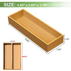 guiogc Bamboo Drawer Silverware Organizer, Silverware Tray, Flatware Organizer, Bamboo Storage Box Suitable for Office, Bathroom and other objects storage (9.85"x3.55"x1.78"- Set of 2) - size: 9.85" x 3.55" x 1.78"