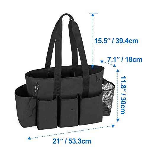 LoDrid Professional Cleaning Tote Caddy for Cleaning Supplies, Cleaning Bag Organizer with Dividers and Handle Strap for Housekeepers Work, Black, (Bag Only) - color: Black
