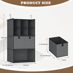 Hanging Closet Organizer 4 Shelves, 2 Drawers Closet Organization and Storage, 6 Compartments Wardrobe Clothes Organizer, Dark Gray