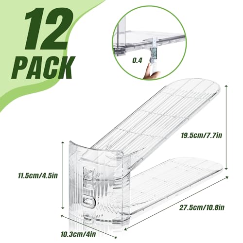 Clear Shoe Slot Organizer, 12 Pack Adjustable Shoe Slots Organizer for Closet Clear Shoe Stackers Shoe Rack Holder Shoe Space Savers for a Pair of Shoes - color: Transparent, size: 12 PACK