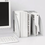 SAYEEC Magazine File Holders 3 Compartment Binder Stand Gray Magazine Storage Folder Desktop File Bookshelf Organizer Office Book Holder Rack for Office Home School - color: 3 Compartments - Gray