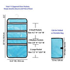 Travel Foldable Jewelry Rolls Bag Hanging Jewelry Organizer with 9 Zippered Clear Pockets Storage Pouch with Rotatable Hanger (BLUE) - color: BLUE