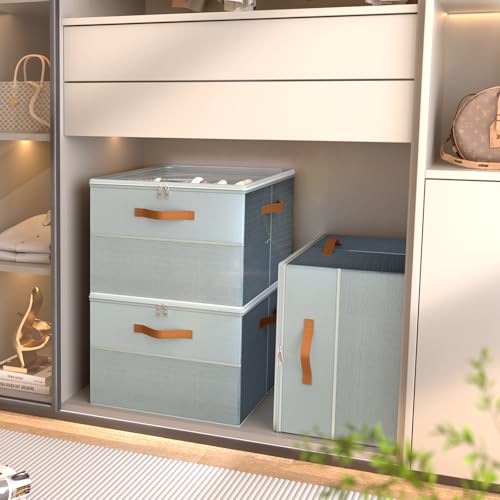 Shoe Organizer for Closet,2 Pack Foldable Shoe Storage Organizer Box Bin with Adjustable Dividers and Clear Cover, Fits up to 16-32 Pairs（Grey） - color: Grey
