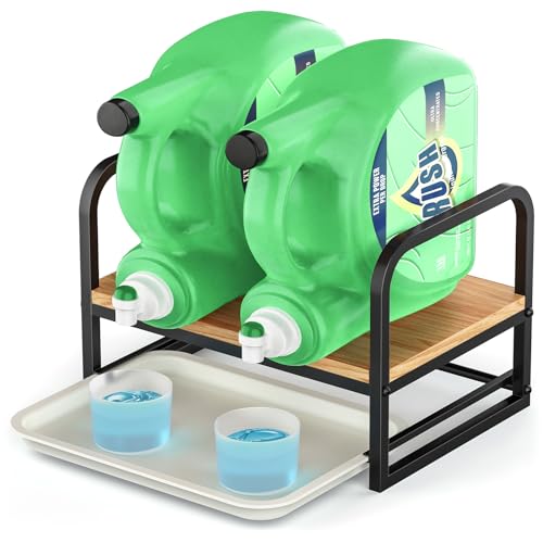 Laundry Detergent Holder Stand, Liquid Detergent Dispenser Shelf Organizer with Cleanable Drip Tray, Liquid Holder Stand Catcher for Laundry Room Organization and Storage (Flat-Black) - style: Flat-Black