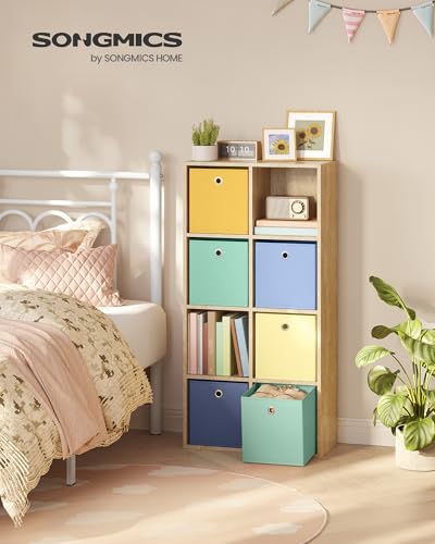 SONGMICS Storage Cubes, Set of 6 Odorless Foldable Storage Boxes, 10.2 x 10.2 x 11 Inches, Closet Organizers for Shelf, Rainbow Storage Bins, Colorful Fabric Bins for Bedroom, Living Room URFB226XA08 - color: Multi-color 2, size: S (10.2"L x 10.2"W x 11"H