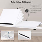 Arlopu Overbed Table with Wheels,60.6-84.2 inches Mobile Bed Desk,Rolling Computer Desk, Laptop Cart,W/0-65°Tilt Stand,4 Heights and 6 Lengths,Side Storage Basket,for Home,Office and Hospital (White) - color: White