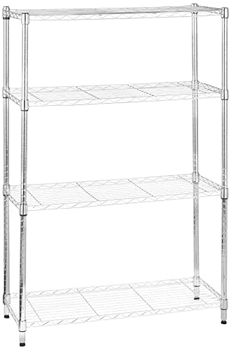 Amazon Basics 4-Shelf Adjustable Heavy Duty Steel Wire Rack Storage Shelving Unit for Kitchen, Garage, Easy Assembly, 350 lbs Per Shelf, 36" x 14" x 54", Chrome Silver - color: Chrome, size: 36" L x 14" W x 54" H, style: No Wheels