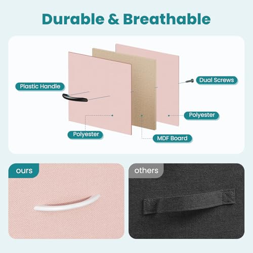 OLIXIS Dresser for Bedroom with 5 Drawers, Wide Chest of Drawers, Fabric Bedroom Dresser with Drawer Organizer, Storage Organizer Unit with Fabric Bins for Closet, Living Room, Hallway, Pink - color: Pink, size: 11.9"D x 38.1"W x 20.9"H (5 Drawers)
