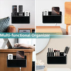 3 Slot Remote Control Holder, TV Remote and Wall Pen Storage Accessories for Home Office School (Black 1Pack) - color: Black&1pcs