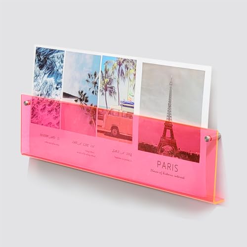 ROYALITA 2-Pack Acrylic Magazine Holder Brochure Holder, 24" Record Holder Magazine Rack, Fashion Hanging Bookshelf Literature Storage Rack for Waiting Room, Living Room, Office, Pink 24 Inch - color: Pink, size: 24 Inch