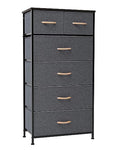Crestlive Products Vertical Dresser Storage Tower - Sturdy Steel Frame, Wood Top, Easy Pull Fabric Bins, Wood Handles - Organizer Unit for Bedroom, Hallway, Entryway, Closets - 6 Drawers (Gray) - color: Grey, style: 6 Drawers