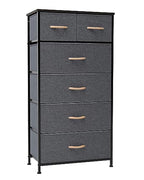 Crestlive Products Vertical Dresser Storage Tower - Sturdy Steel Frame, Wood Top, Easy Pull Fabric Bins, Wood Handles - Organizer Unit for Bedroom, Hallway, Entryway, Closets - 6 Drawers (Gray) - color: Grey, style: 6 Drawers