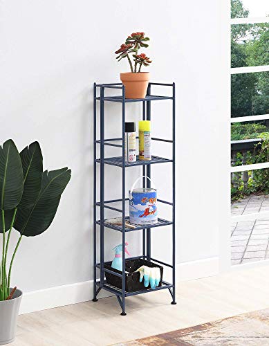 Convenience Concepts Xtra Storage 4-Tier Folding Metal Shelf, Cobalt Blue - color: Cobalt Blue