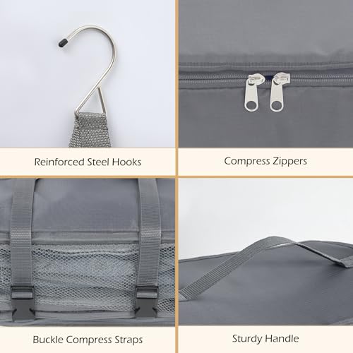 Surblue Hanging Travel Shelves Compression Packing Cube for Carry-on Luggage Suitcase Collapsible with Extension Layer Large Capacity, Grey, XXL - color: Grey, size: XXL 15.7*11.8*23.6in