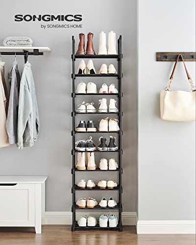 SONGMICS Shoe Rack, 10-Tier Shoe Organizer, Metal Storage Shelf, Upright or Upside Down, for 11-22 Pairs, for Entryway, 11.8 x 17.7 x 68.5 Inches, Black ULSA25BK - color: Black, size: 10 Tiers (17.7"W)