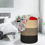 COMSE Extra Large Blanket Basket, Tall Woven Storage Basket, Nursery Hamper, 15.7”x 21.7”, Cotton Rope Laundry Hamper for Toys Clothes Towels, Brown/Black - color: Brown & Black