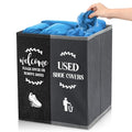 Shoe Cover Box Dispenser Foldable Storage Bin Holder with Used Shoe Covers and Welcome Please or Remove Sign for Open House Supplies (Black, Gray) - color: Black, Gray