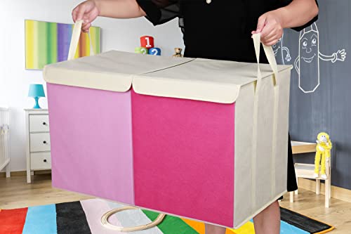 YOLOXO Toy Box Chest, Collapsible Sturdy Storage Bins with Lids, Extra Large Kids Toy Storage Organizer Boxes Bins Baskets for Kids, Boys, Girls, Nursery Room, Playroom, Closet (Pink) - color: Pink