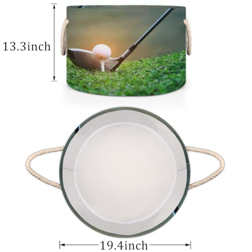 Pardick Large Round Storage Basket Sport Golf Ball Collapsible Circle Storage Bin Basket Laundry Hamper With Handle for Kids Boy Girls Toy Bedroom Living Room Nursery Room Decor Storage Organizer - color: A06:Golf Ball