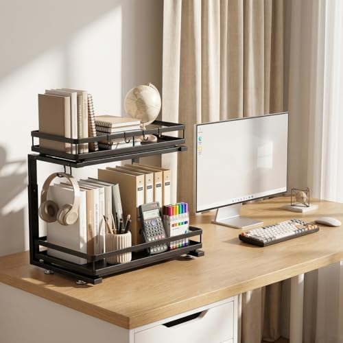 2 Pack Under Sink Organizers and Storage, Heavy Duty Metal Pull Out Cabinet Organizer with Ball-Bearing Slides, Height Adjustable L-Shaped Shelf for Kitchen & Bathroom (2-Pack) - size: Double Layer