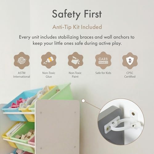 Humble Crew Kids' Toy Storage Organizer, White/Pastel (WO560P) - color: White/Pastels