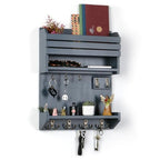 Key Holder, Wall Mounted Mail Organizer, Keys Holder on Wall with 9 Key Hooks, Gray - color: Gray